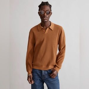 Madewell Johnny Collar Long Sleeve Sweater Polo - Acorn